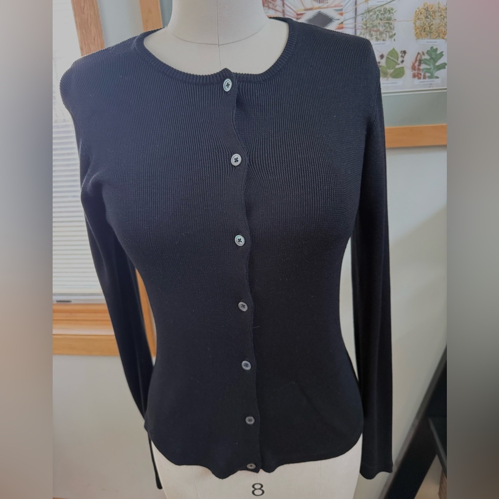 Lauren Ralph Lauren BLACK Long Sleeve SILK knitted cardigan